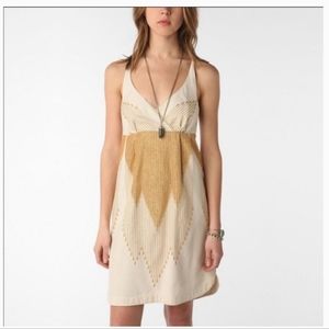 Urban Outfitters Cream and Gold Midi Dress
